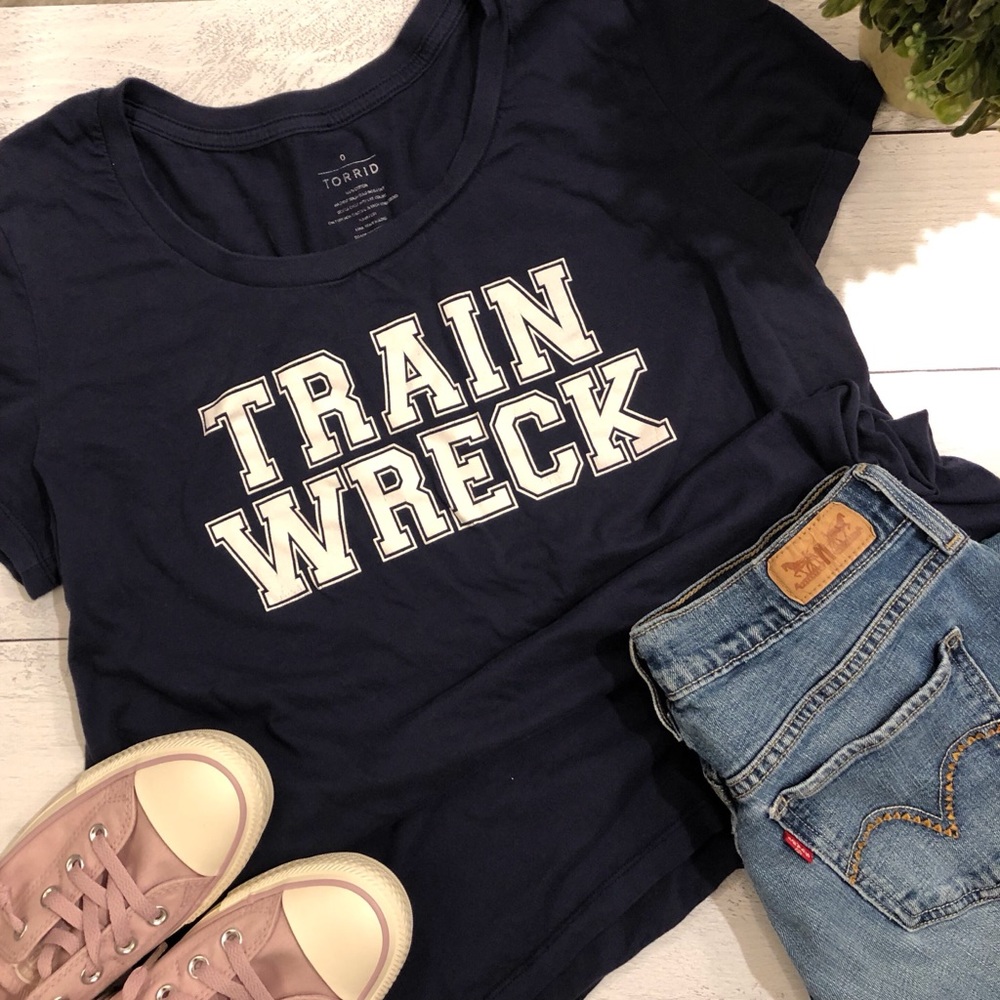 EUC:  Torrid Graphic Tee “Train Wreck”